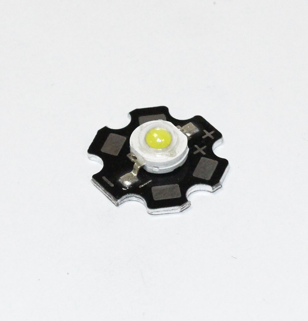 Светодиод 3W ХОЛОДНЫЙ  БЕЛЫЙ, Emitter на радиаторе (Uпит = 3.4-3.6V, IF=0.7A, 210Lm, 6500K)