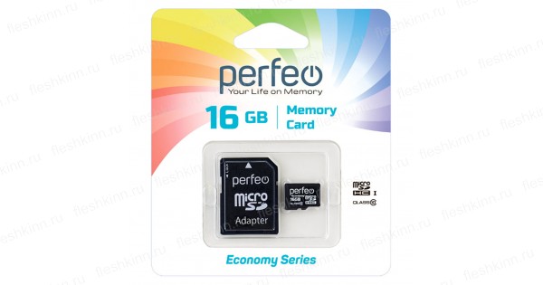 Карта памяти Perfeo High-Cap класс 10 micro SDHC 16Gb с адаптером