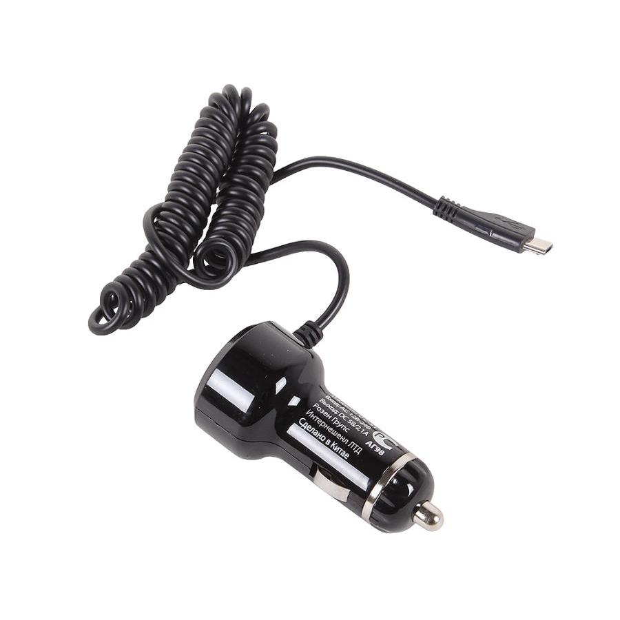 Шнур авто шт. прикуривателя шт-microUSB (5V; 0,7А) витой 0,5м (для видеорегистр.)