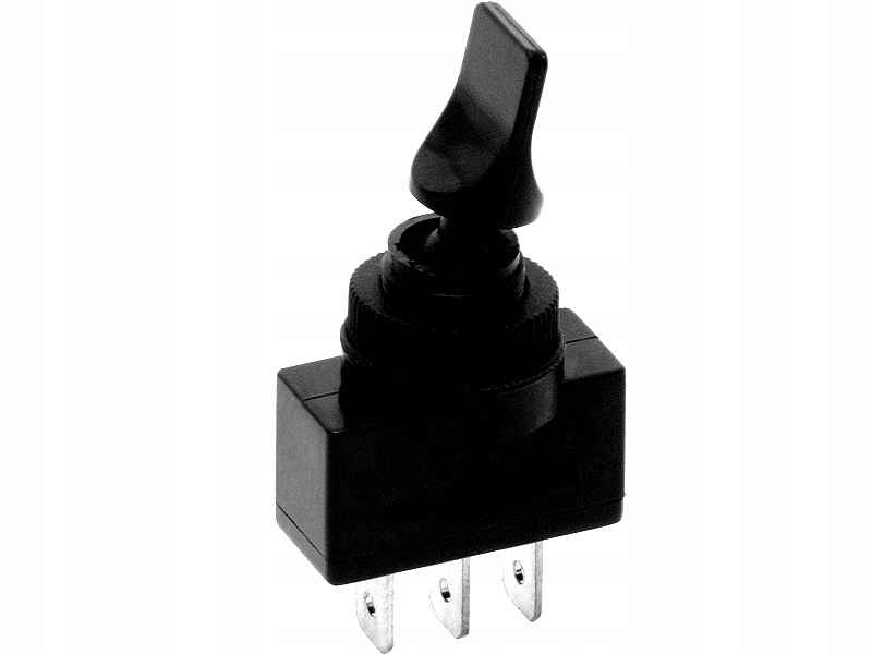 Тумблер авто без подсветки ASW-14D короткий 12V 3pin черный