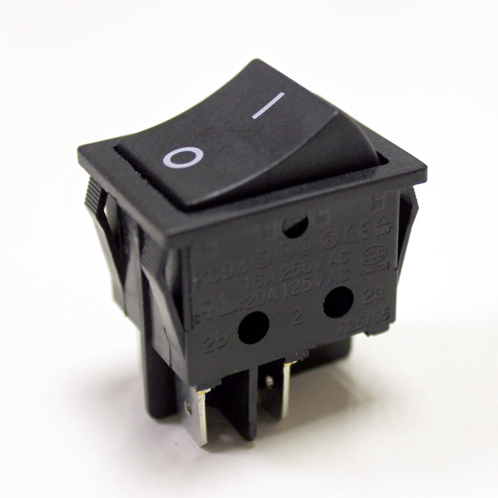 Переключатель без подсветки KCD4-101/4P 4pin 250V 15A on-off 28мм широкий черный