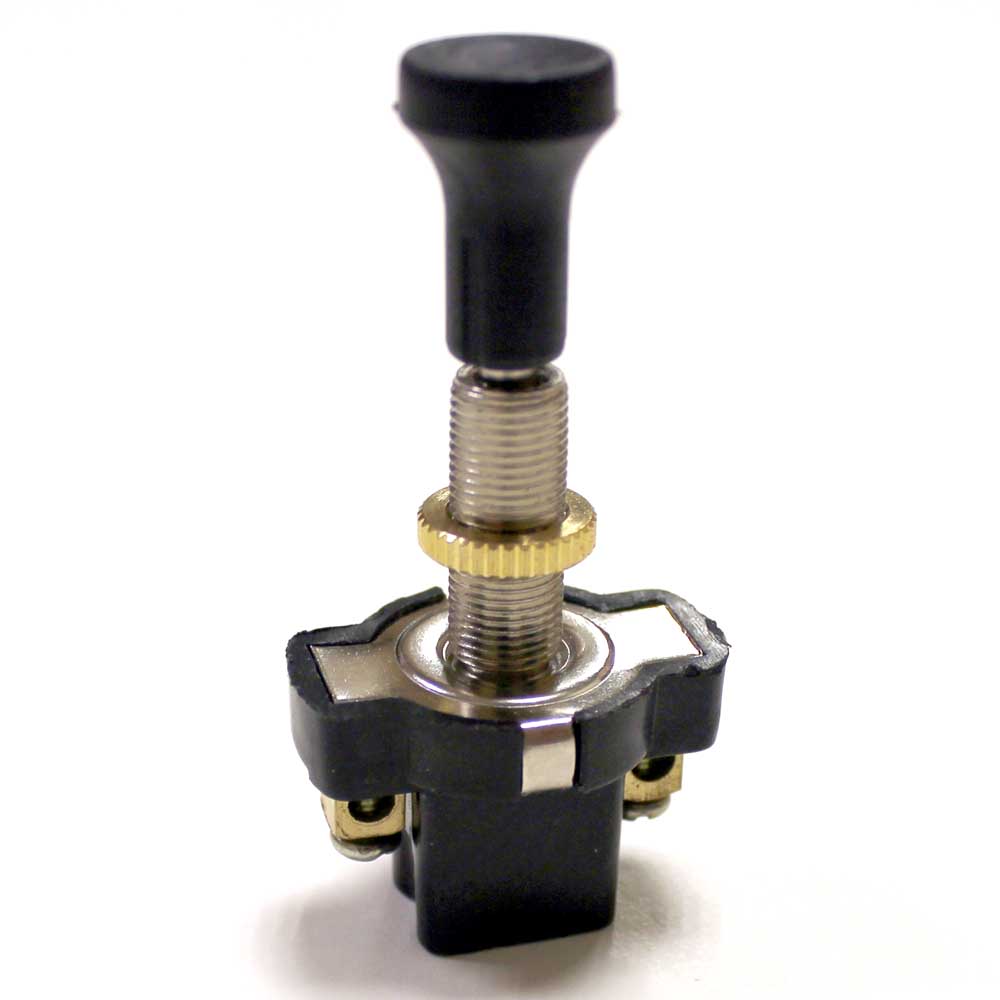 Кнопка c фиксацией норм.разомкн. ASW-05 L20 2pin 12В 10A чёрная с толкателем