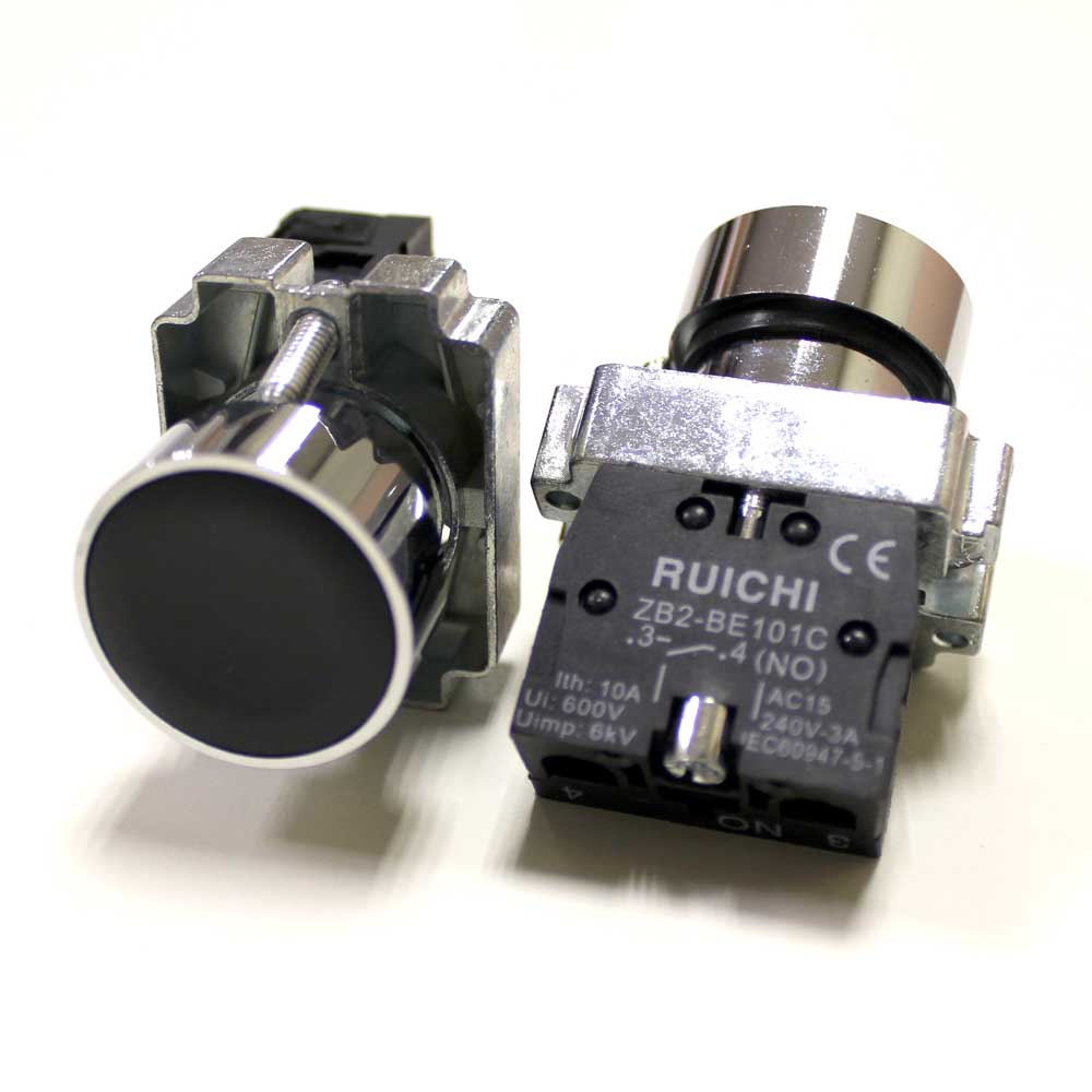 Кнопка без фиксации 3SA8-BA21 D=30мм, 250V 3A,  круглая, черный металлик