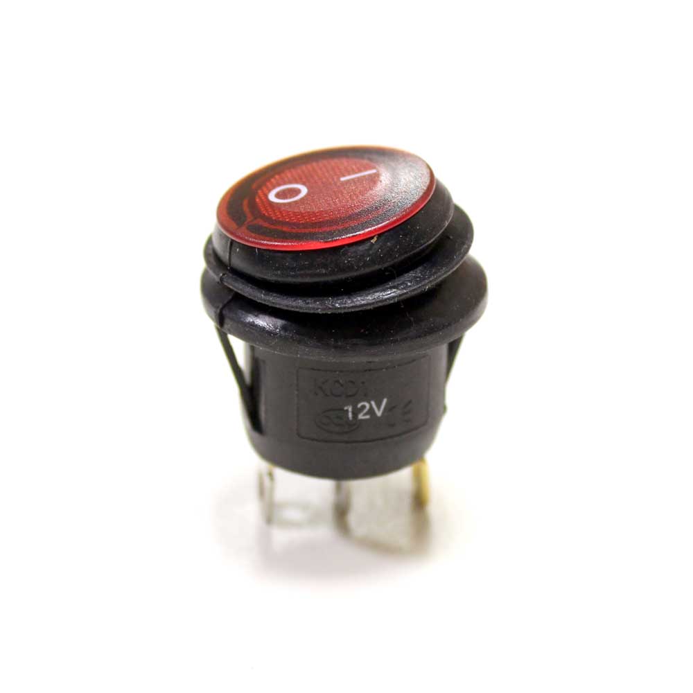 Переключатель Клавиша SB0040 on-off влагозащита 3pin 12V 10A уст.D-20мм, Dкл-19мм круглый (красная-LEDподсв.)