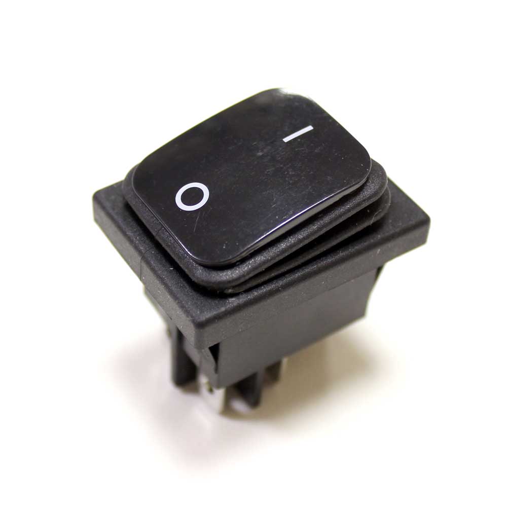 Переключатель без подсветки влагозащита, SB089, on-off, 4pin, 16А 250V широкий , без фиксации, черный