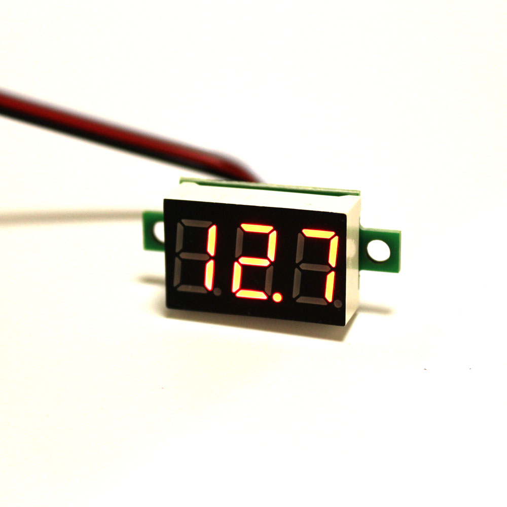 Вольтметр 3 разряда +DC (0-100V/4-40V) 3-х пров., без корпусный 25*10*7мм, красный