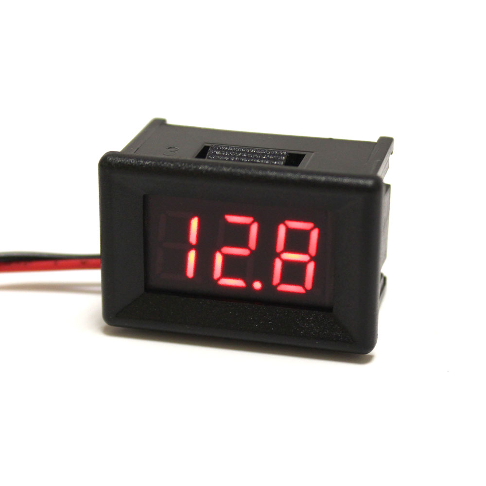 Вольтметр +DC (0-100V) 2 провода , в рамке 32*21*17мм, красный