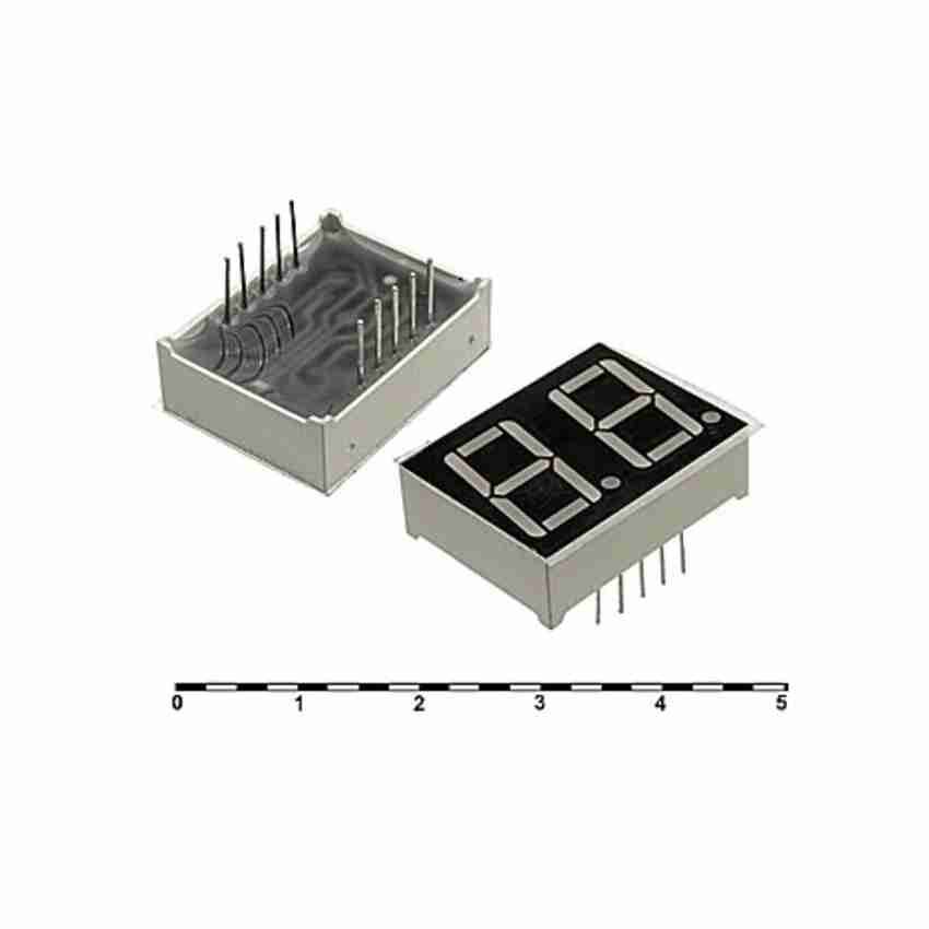 Индикатор LED: 2 знака 19*25*8мм ЗЕЛЕНЫЙ с точкой, общий катод, KEM-5261AG, 10pin