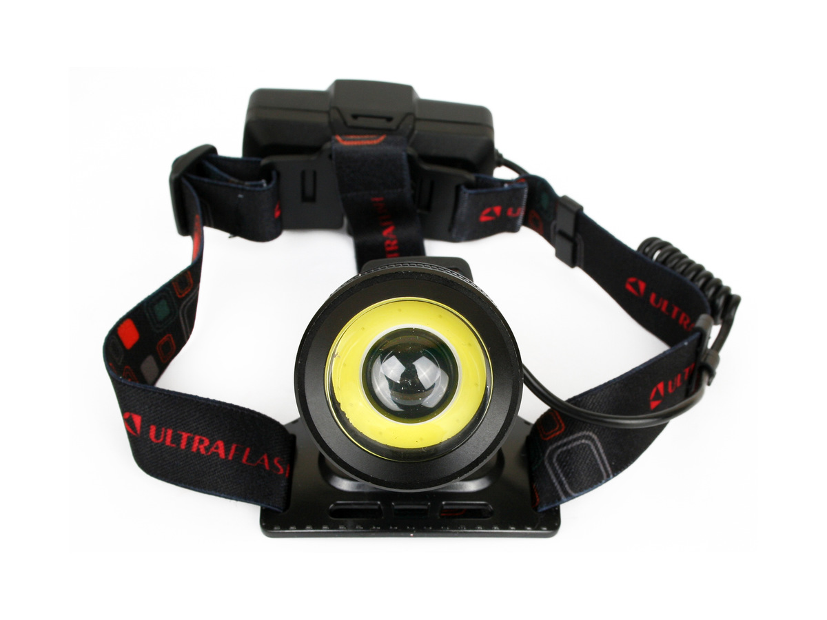 Фонарь налобный светодиодный Ultraflash E1335 2шт.акк 18650 3,7В, черный, 2LED, 4 Ватт, фокус, 4 реж, метал, бокс