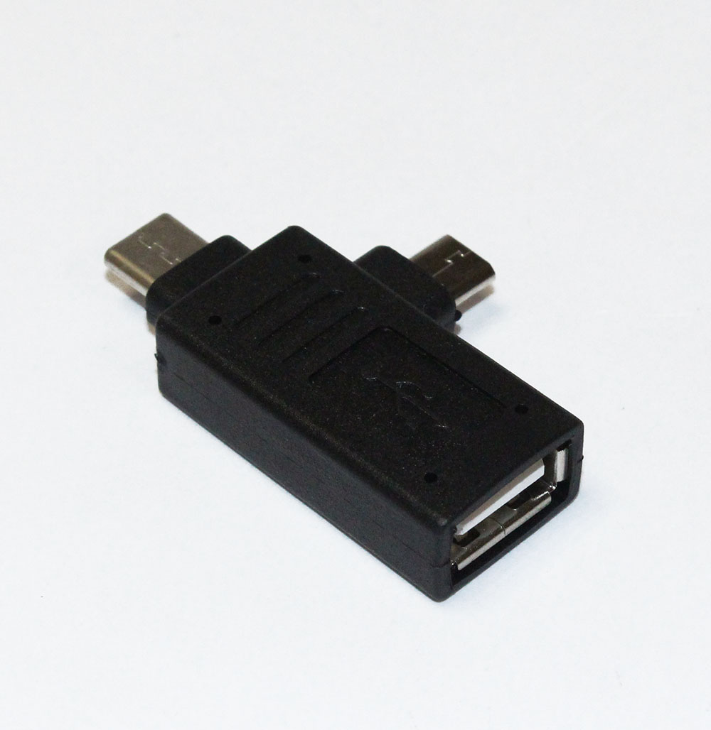 Переходник шт.Тип-С + шт. micro USB -  гн. USB