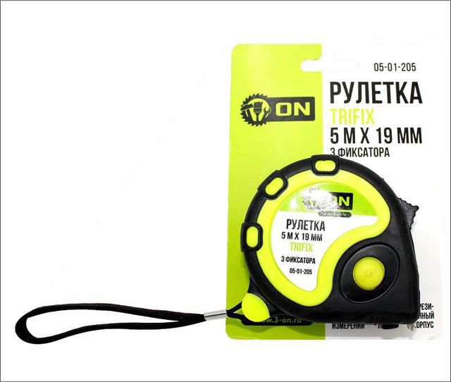 Рулетка 5м*19мм обрез.корпус, 3 фиксат.