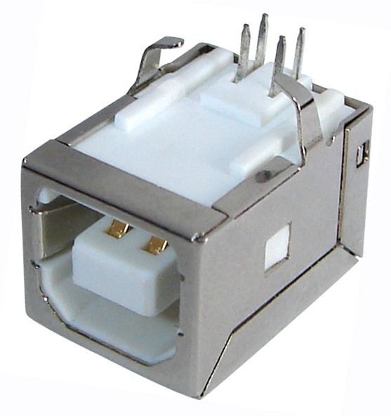 Гнездо USB B на плату (выводы перпендикулярно плоскости) USBB-1J 05-0002