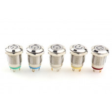 Кнопка антивандальная без фиксации M12, Dкорп-14мм, 4pin, IP65, подсветка DC12V, металл