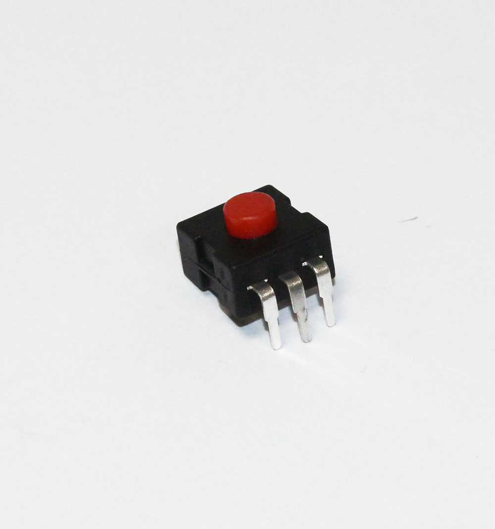 Микрокнопка 3pin 12*12*9мм h толк3мм , красная, с фиксацией (KFT208)
