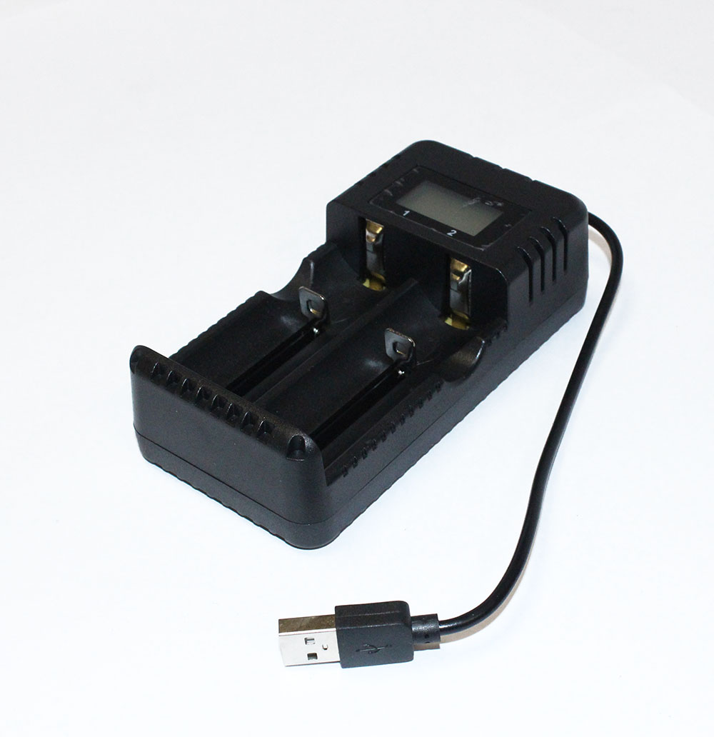 Зарядное устройство для 2шт*Li-Ion 18650, 26650.. ток заряда - 2.4A, питание: USB, ЖК-дисплей S-18656
