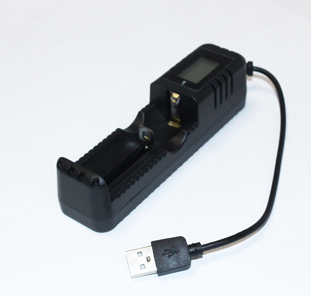 Зарядное устройство для 1шт*Li-Ion 18650, 26650,.. ток заряда - 1.2A, питание: USB, ЖК-дисплей S-18655