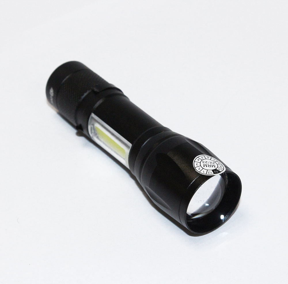 Фонарь ручной 1LED T6+COB ( ZOOM, 3 режима, Li-Ion аккум., зарядка от USB ) черный YYC-513-T6
