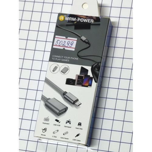 Переходник шт.microUSB  - гн.USB A OTG адаптер