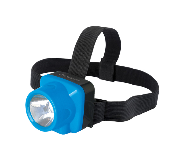 Фонарь аккумуляторный налобн 220В, голубой, 1 Ватт LED, 2 реж, пласт, бокс