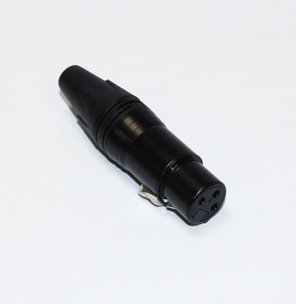 Гнездо Canon XLP 3pin на кабель, с фиксатором, ABC пластик, JD-377