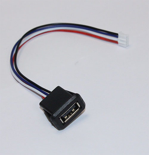 Гнездо USB A 4pin, на корпус с проводами и разъемом PH2.0
