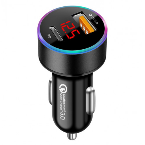 Адаптер 12 => 1*USB +1*TypeC (в прик.) QC+PD 20W + встроен. вольтметр