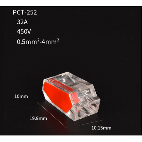 Клемма соединительная РСТ-252  2*(0,5-4мм2) 24-32А 400V красный
