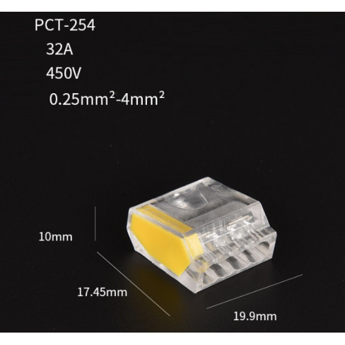 Клемма соединительная РСТ-254  4*(0,75-2,5мм2) 24А 400V желтый