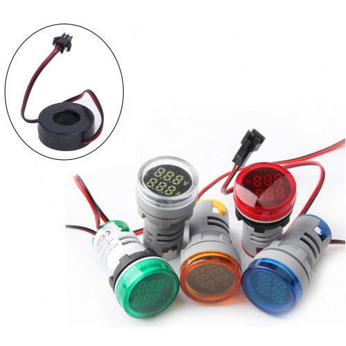 Вольт-Ампертметр цифр.LED 50-500V 100А LED КРУГЛЫЙ, перемен. тока, красный