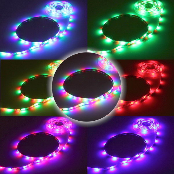 Лента светодиодная IP64, 300LED, RGB, 12V, 8мм. 5метров, 8 реж, с пультом