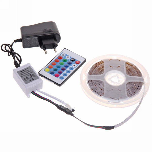 Лента светодиодная IP64, 300LED, RGB, 12V, 8мм. 5метров, 8 реж, с пультом