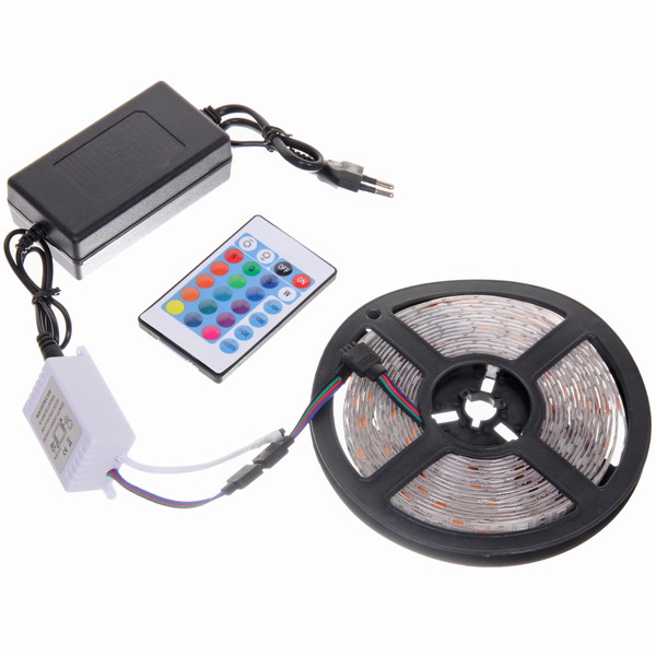 Лента светодиодная IP64, 300LED, RGB 7 цветов, 12V, 10мм. 5метров, 8 реж, с пультом