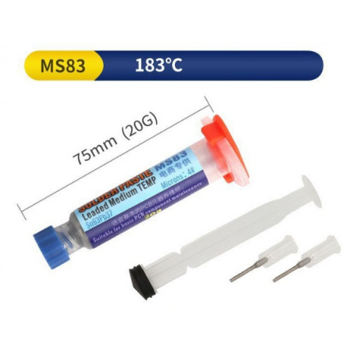 Паяльная паста MS83 20г (Sn63/Pb37) 183*t MECHANIC  в шприце