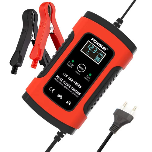 Зарядное устройство для акк. батарей FOXSUR 12V5A цифр. дисп. (RED)