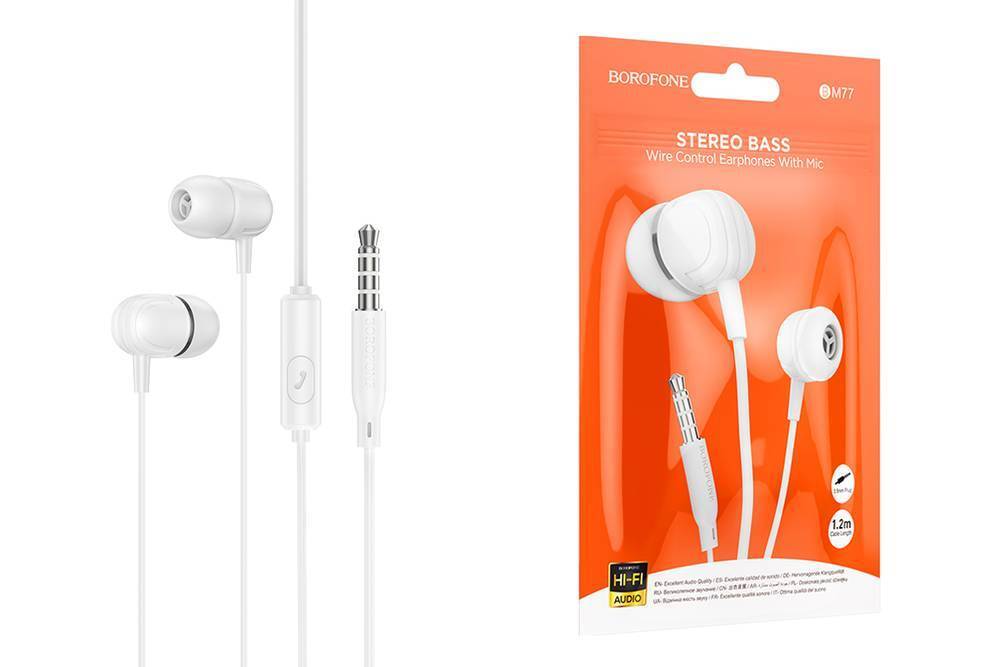 Гарнитура BoroFone BM77, без регул.гром., белый, 1,2м