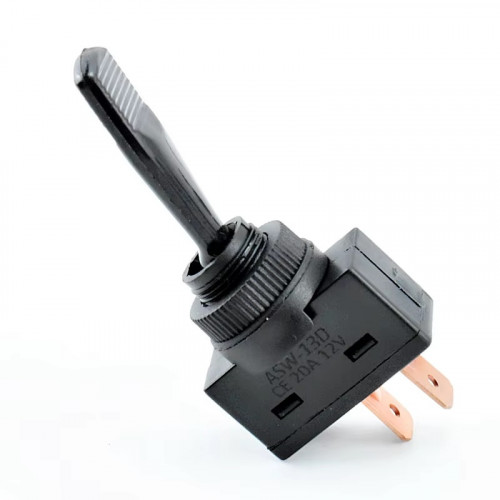 Тумблер авто без подсветки ASW-13D, 2pin, длинный 12V 20A, черный