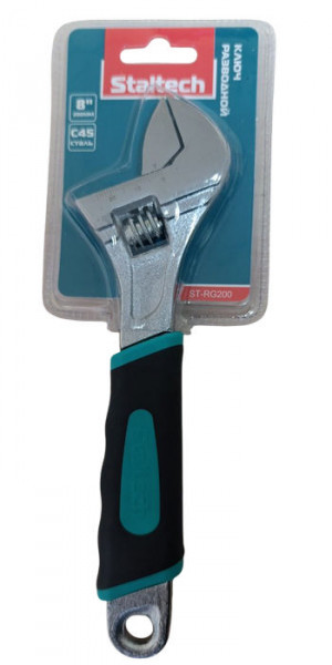 Ключ разводной 200мм 12' (0-20мм) 2х-комп.рук., Staltech