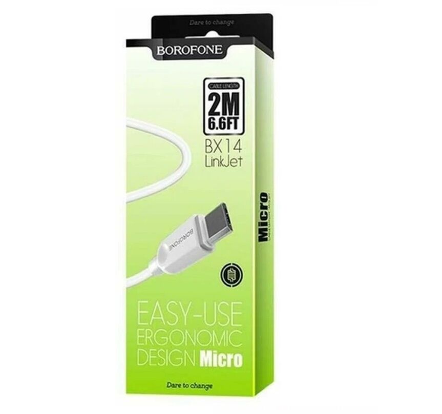 Шнур шт.microUSB-шт.USB 2,4А 1м Borofone BX14, белый