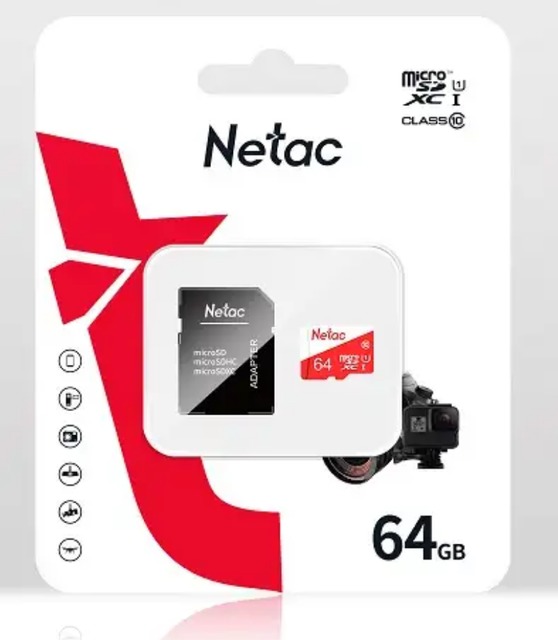Карта памяти Netac P500 Eco 64GB Class 10 UHS-I с адаптером SD