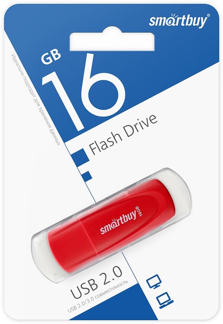 Карта памяти Smart Buy 16Gb USB Scout красный