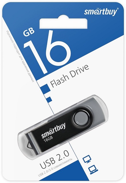 Карта памяти Smart Buy 16Gb USB Twist чёрный