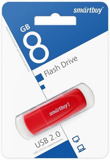 Карта памяти Smart Buy 8Gb USB Scout красный