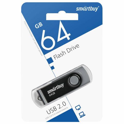Карта памяти Smart Buy 64Gb USB  Twist чёрный