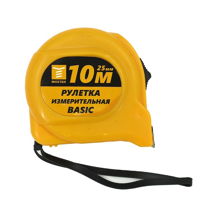 Рулетка 10м*25мм с фиксатором, MosTek Basic