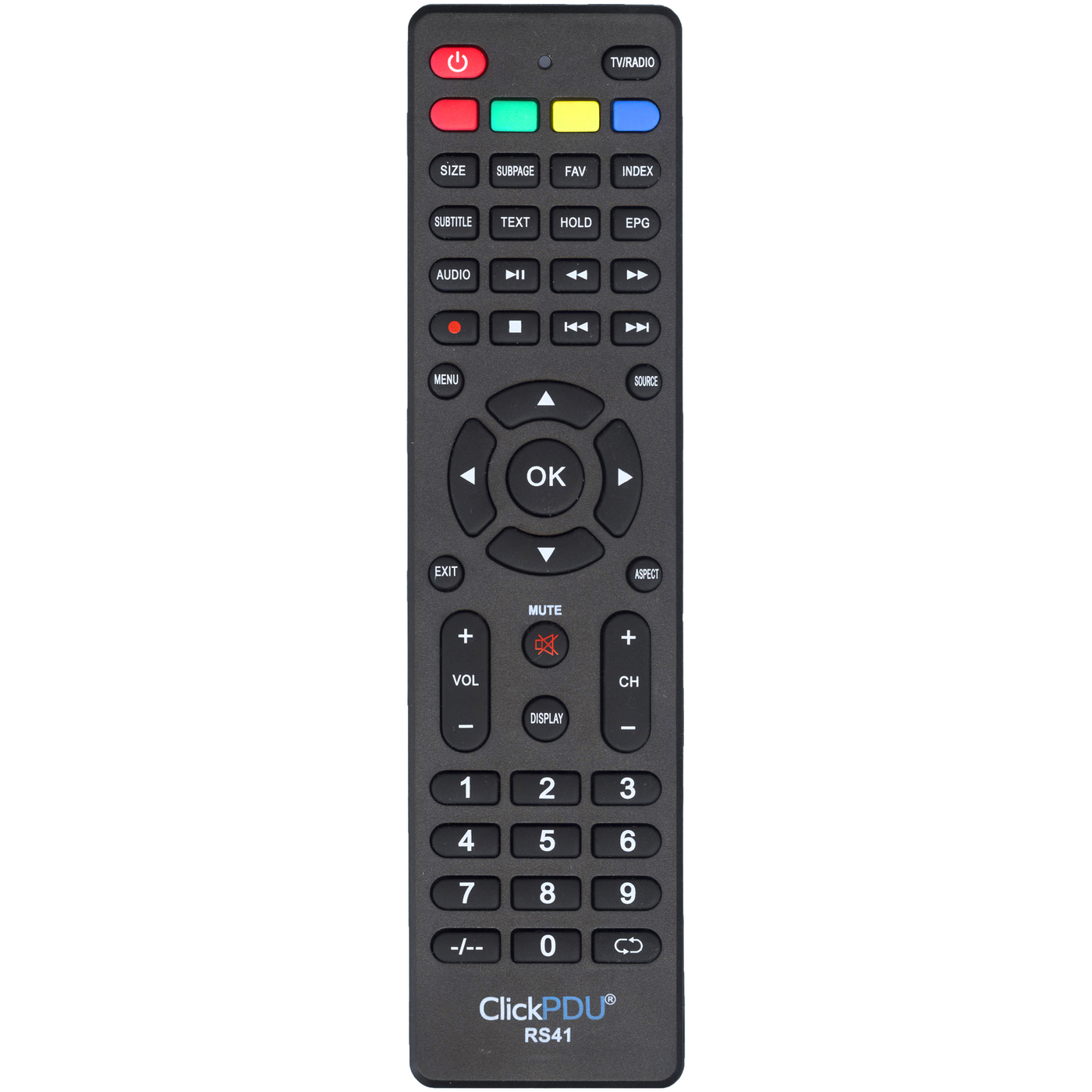 Пульт универсальный ClickPDU RS41 Smart (Akai, ASANO, BQ (Bright&Quick), Daewoo, DEXP, ECON, Erisson, FUSION, Harper, Hyundai, LUMUS, Mystery, Orion, STARWIND, Supra, Telefunken)