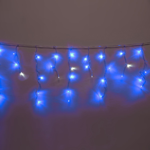 Гирлянда 'Бахрома Мерцание'  Ш:3м В:0,3/0,5м нить силикон, LED-120-220V, авторежим., СИНИЙ/БЕЛЫЙ
