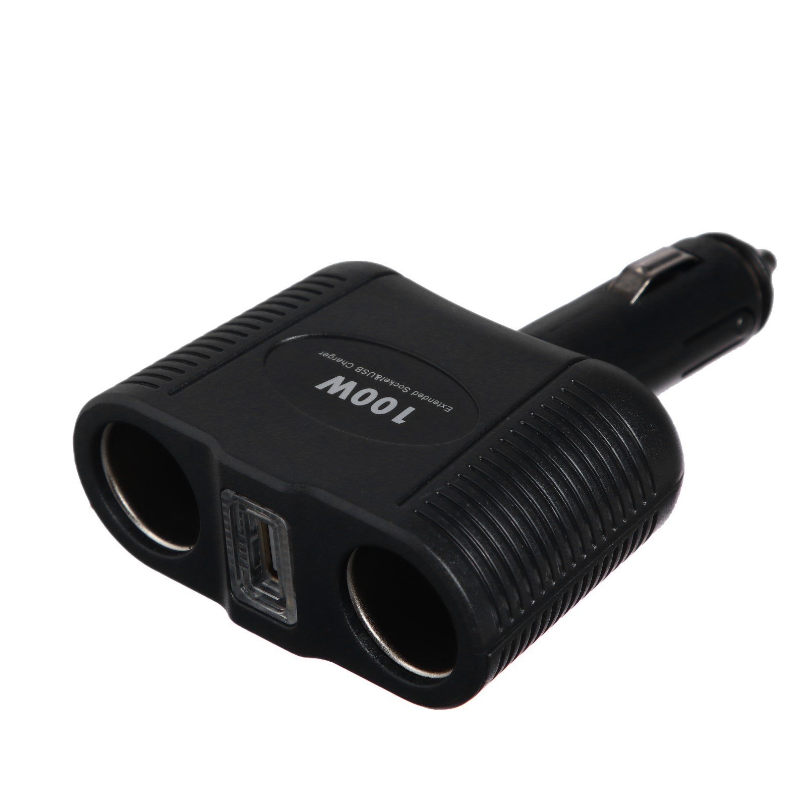 Переходник прикуривателя на 2 гнезда + гн.USB, 12/24V, 100Вт, с подсветкой