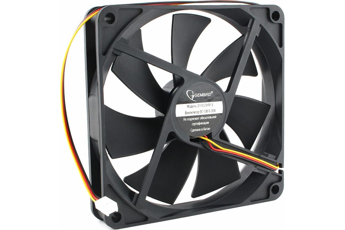 Вентилятор 12V 140*140*25мм 0,20А, гидродинамический, 3 pin, провод 40 см D14025HM-3