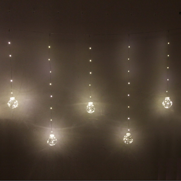 Гирлянда 'Бахрома ШАР ' Ш:2,5м В:0,5/0,8м 200 ламп LED, d-8 см, IP20 БЕЛЫЙ
