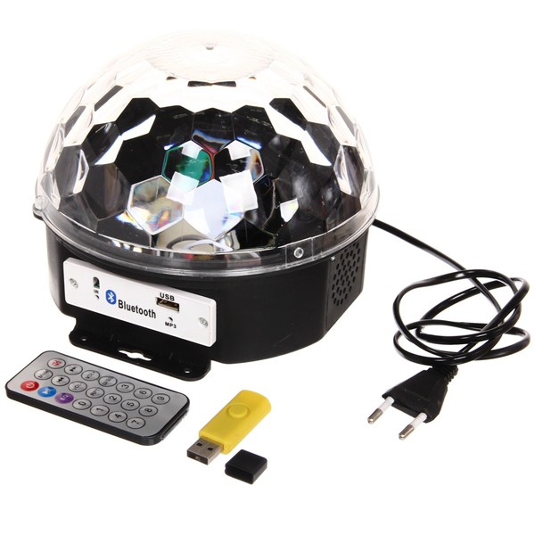 Диско-шар LED RGB, USB+mSD+пульт+bluetooth
